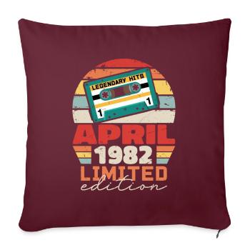 April 1982 Vintage Jubiläum Retro Geschenk, 1982 - Sofakissenbezug 45 x 45 cm - Burgunderrot - Vorne