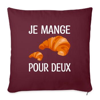Annonce Grossesse Humour | Je Mange Pour Deux - Housse de coussin décorative 45 x 45 cm - bordeaux - Devant