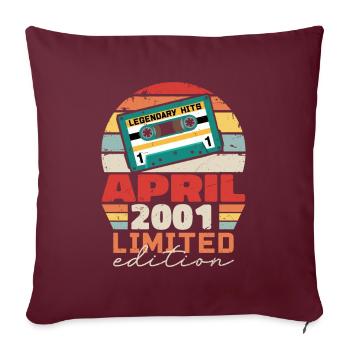Avril 2001 Vintage Anniversaire Rétro Cadeau, 2001 - Housse de coussin décorative 45 x 45 cm - bordeaux - Devant