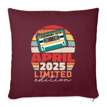 Avril 2025 Vintage Anniversaire Rétro Cadeau, 2025 - Housse de coussin décorative 45 x 45 cm - bordeaux - Devant