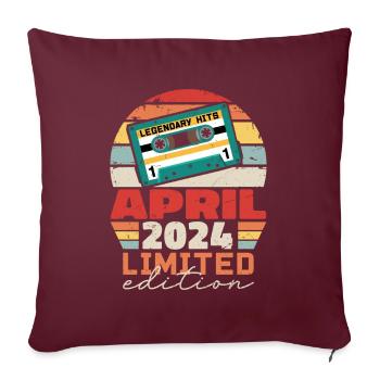Avril 2024 Vintage Anniversaire Rétro Cadeau, 2024 - Housse de coussin décorative 45 x 45 cm - bordeaux - Devant