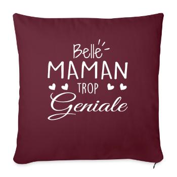 Belle Maman Trop Geniale | Fête Des Mères - Housse de coussin décorative 45 x 45 cm - bordeaux - Devant