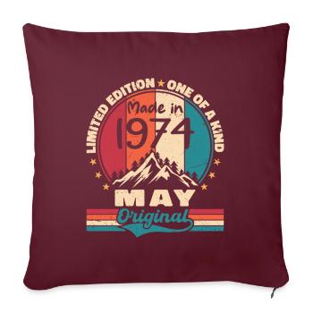 Mai 1974 Anniversaire Mai 1974 Original Mai Cadeau - Housse de coussin décorative 45 x 45 cm - bordeaux - Devant