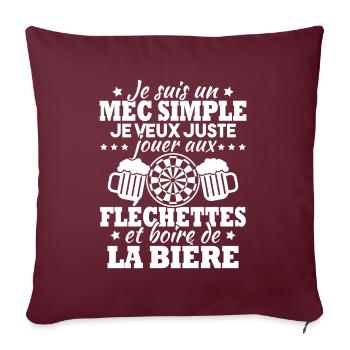 Je veux juste jouer aux fléchettes et bière - Housse de coussin décorative 45 x 45 cm - bordeaux - Devant