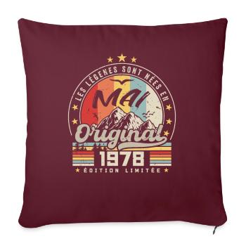 Légendes Mai 1978 Cadeau D'anniversaire Mai 1978 - Housse de coussin décorative 45 x 45 cm - bordeaux - Devant