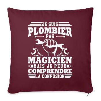 Je suis plombier - Housse de coussin décorative 45 x 45 cm - bordeaux - Devant
