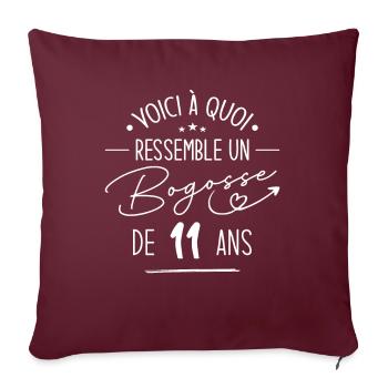 Bogosse 11 ans Cadeau Humour Anniversaire 11 ans - Housse de coussin décorative 45 x 45 cm - bordeaux - Devant