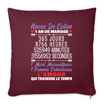 Noces de Coton - Housse de coussin décorative 45 x 45 cm - bordeaux - Devant