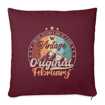 Né en Février Cadeau D'anniversaire - Housse de coussin décorative 45 x 45 cm - bordeaux - Devant