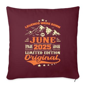 Juin 2025 Anniversaire Né en 2025 Juin Cadeau - Housse de coussin décorative 45 x 45 cm - bordeaux - Devant