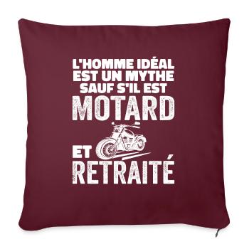 Motard Retraité L'Homme Idéal Cadeau Moto Humour - Housse de coussin décorative 45 x 45 cm - bordeaux - Devant