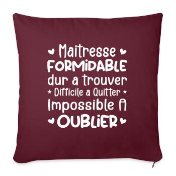 Maîtresse Formidable Cadeau Maîtresse D'école - Housse de coussin décorative 45 x 45 cm - bordeaux - Devant