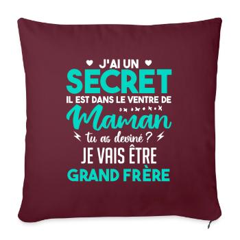 J'ai Un Secret | Je Vais être Grand-frère - Housse de coussin décorative 45 x 45 cm - bordeaux - Devant