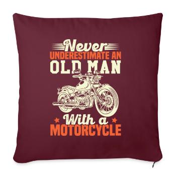 Ne sous-estimez jamais un vieil homme avec une moto - Housse de coussin décorative 45 x 45 cm - bordeaux - Devant