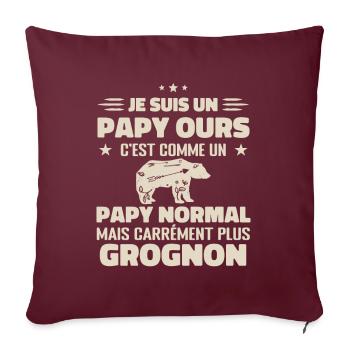 Je suis un papy ours comme un papy normal cadeau - Housse de coussin décorative 45 x 45 cm - bordeaux - Devant