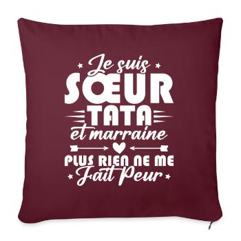 Sœur Tata et Marraine - Housse de coussin décorative 45 x 45 cm - bordeaux - Devant