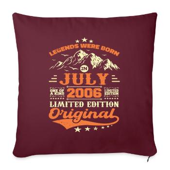 Juillet 2006 vintage rétro anniversaire 2006 - Housse de coussin décorative 45 x 45 cm - bordeaux - Devant