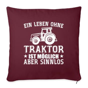Traktor Landwirt Bauer - Housse de coussin décorative 45 x 45 cm - bordeaux - Devant