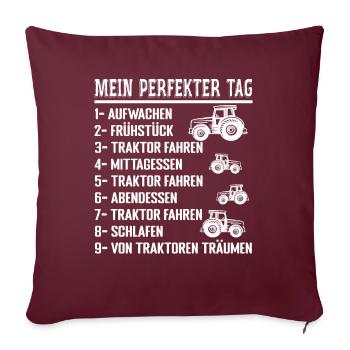 Mein Perfekter Tag Bauer Landwirt Geschenk - Housse de coussin décorative 45 x 45 cm - bordeaux - Devant