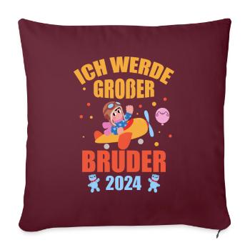 Ich Werde Großer Bruder 2024 - Housse de coussin décorative 45 x 45 cm - bordeaux - Devant