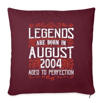 2004 Août Vintage Anniversaire Rétro Août 2004 - Housse de coussin décorative 45 x 45 cm - bordeaux - Devant