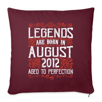 2012 Août Vintage Anniversaire Rétro Août 2012 - Housse de coussin décorative 45 x 45 cm - bordeaux - Devant