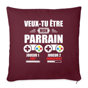 Veux-tu être mon parrain | Demande parrain gamer - Housse de coussin décorative 45 x 45 cm - bordeaux - Devant