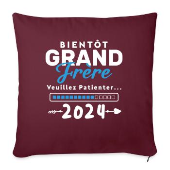 Bientôt Grand Frère 2024 - Housse de coussin décorative 45 x 45 cm - bordeaux - Devant