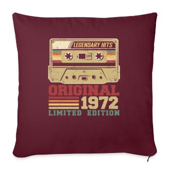Original 1972 Vintage Anniversaire Cadeau 1972 - Housse de coussin décorative 45 x 45 cm - bordeaux - Devant