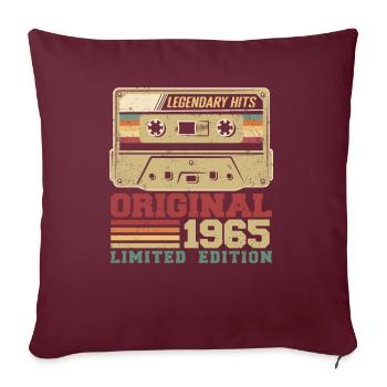 Original 1965 Vintage Anniversaire Cadeau 1965 - Housse de coussin décorative 45 x 45 cm - bordeaux - Devant