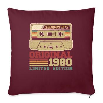 Original 1980 Vintage Anniversaire Cadeau 1980 - Housse de coussin décorative 45 x 45 cm - bordeaux - Devant