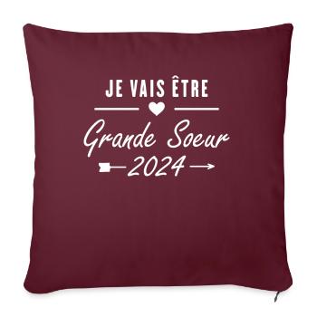 Je Vais être Grande Soeur 2024 - Housse de coussin décorative 45 x 45 cm - bordeaux - Devant