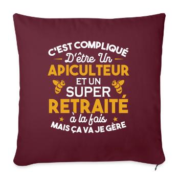 Un Apiculteur et un Super retraité Cadeau Humour - Housse de coussin décorative 45 x 45 cm - bordeaux - Devant
