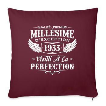 Millésime 1933 - Housse de coussin décorative 45 x 45 cm - bordeaux - Devant