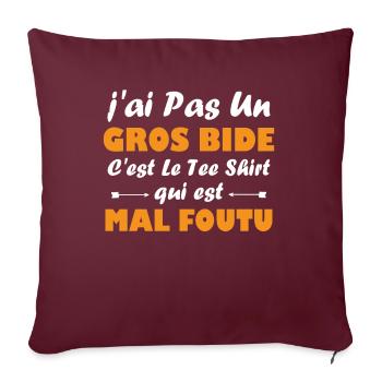J'ai pas un gros bide humour cadeau - Housse de coussin décorative 45 x 45 cm - bordeaux - Devant