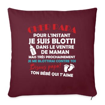 Cher papa - Housse de coussin décorative 45 x 45 cm - bordeaux - Devant
