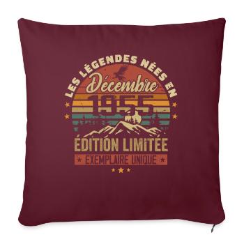 1955 Vintage Cadeau Anniversaire Décembre 1955 - Housse de coussin décorative 45 x 45 cm - bordeaux - Devant