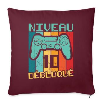 Niveau 10 débloqué Cadeau 10 ans Anniversaire - Housse de coussin décorative 45 x 45 cm - bordeaux - Devant