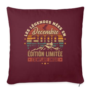 2000 Vintage Cadeau Anniversaire Décembre 2000 - Housse de coussin décorative 45 x 45 cm - bordeaux - Devant