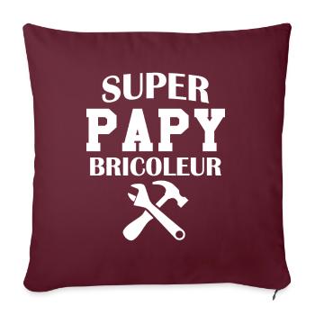 Super papy bricoleur Humour Cadeau - Housse de coussin décorative 45 x 45 cm - bordeaux - Devant
