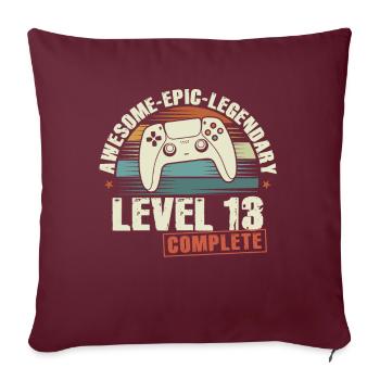 Niveau 13 Terminez le 13e cadeau d’anniversaire - Housse de coussin décorative 45 x 45 cm - bordeaux - Devant