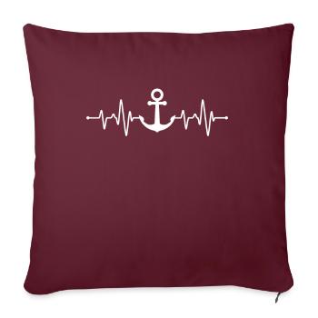 Maritim Herzschlag - Sofakissenbezug 45 x 45 cm - Burgunderrot - Vorne