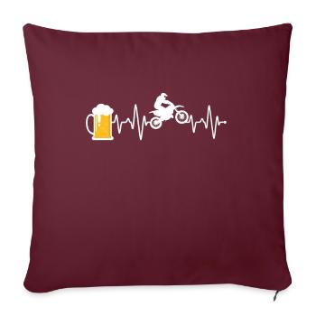 Motocross et battement de cœur de la bière - Housse de coussin décorative 45 x 45 cm - bordeaux - Devant