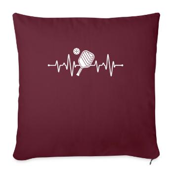 Battement de cœur du joueur de pickleball - Housse de coussin décorative 45 x 45 cm - bordeaux - Devant