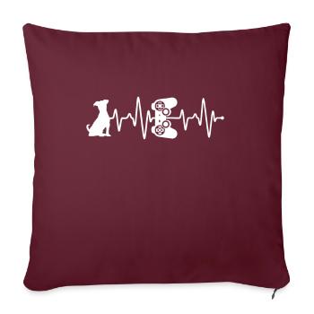 Battement de cœur du joueur et du chien - Housse de coussin décorative 45 x 45 cm - bordeaux - Devant