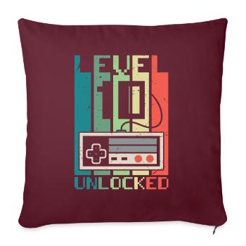 Niveau 10 débloqué - Housse de coussin décorative 45 x 45 cm - bordeaux - Devant