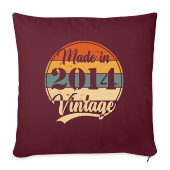 Cadeau d’anniversaire vintage 2014 10 ans - Housse de coussin décorative 45 x 45 cm - bordeaux - Devant