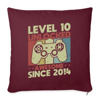 Niveau 10 débloqué - Housse de coussin décorative 45 x 45 cm - bordeaux - Devant