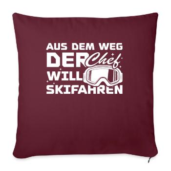 À l’écart, le patron veut skier - Housse de coussin décorative 45 x 45 cm - bordeaux - Devant