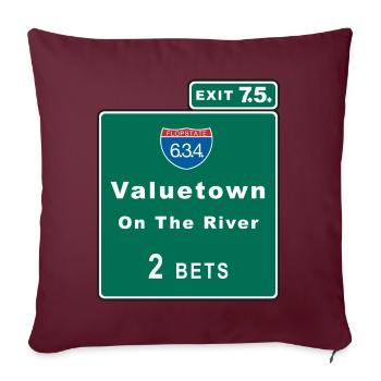 Poker Design Valuetown -straight flush - Schild - Sofakissenbezug 45 x 45 cm - Burgunderrot - Vorne